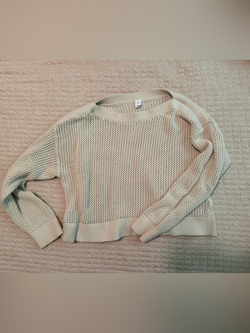 Light Beige Open-Knit Women's Sweater